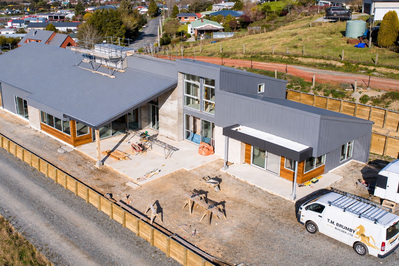 Large contemporary home under construction in Gore