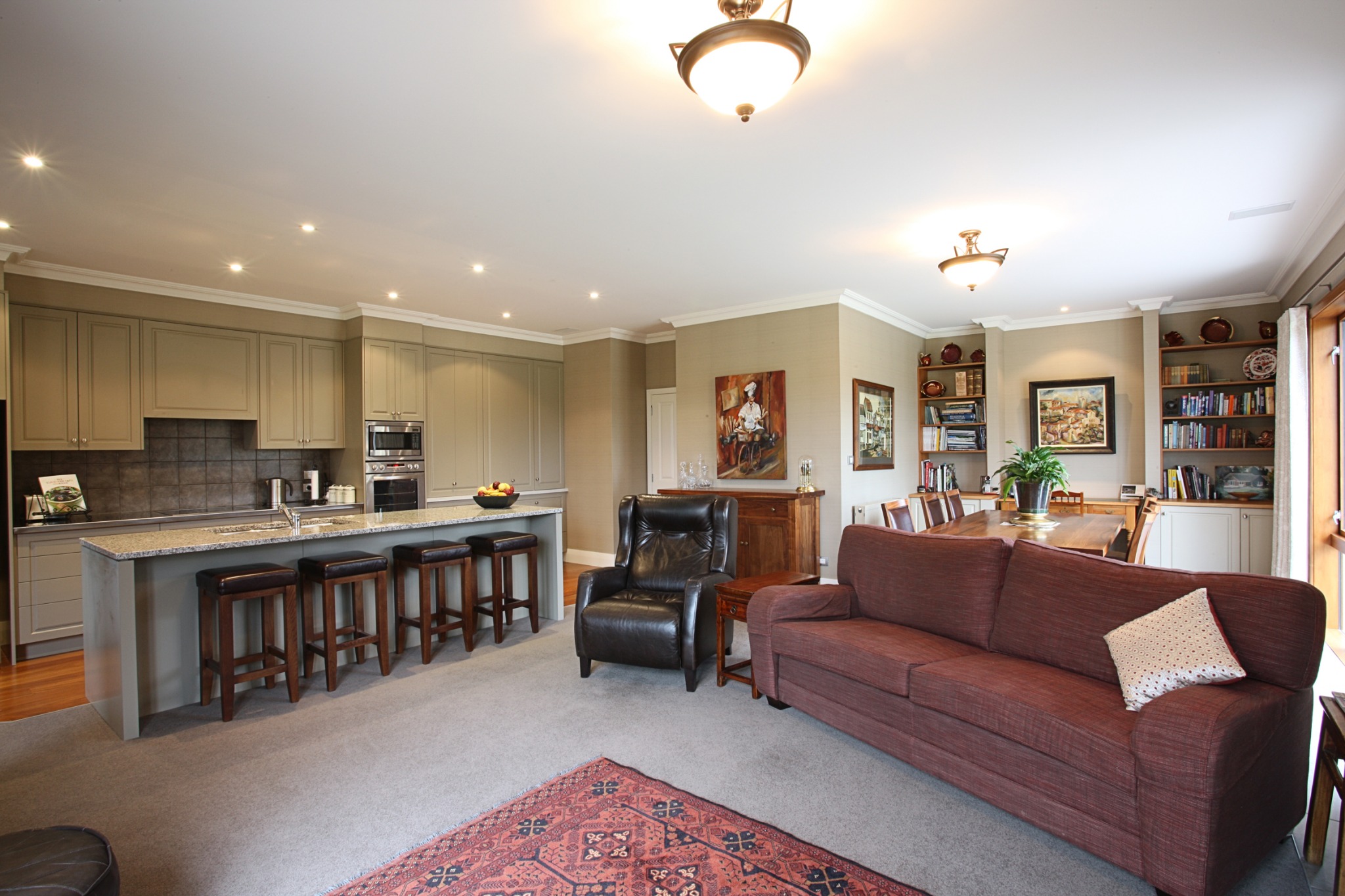 Kitchen and living area in the Gold Award-winning Tapanui home